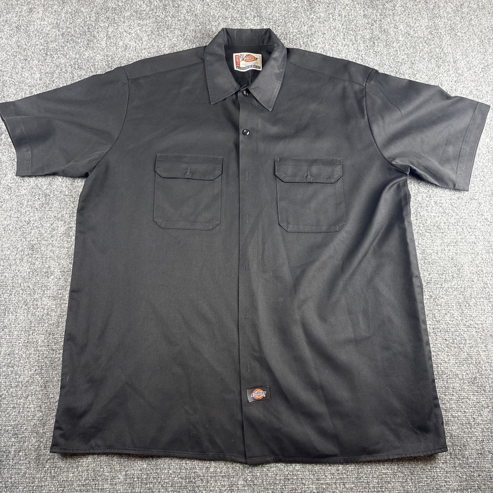NWOT Dickies 1574 Black Short Sleeve Button Up Work Shirt Men's XL